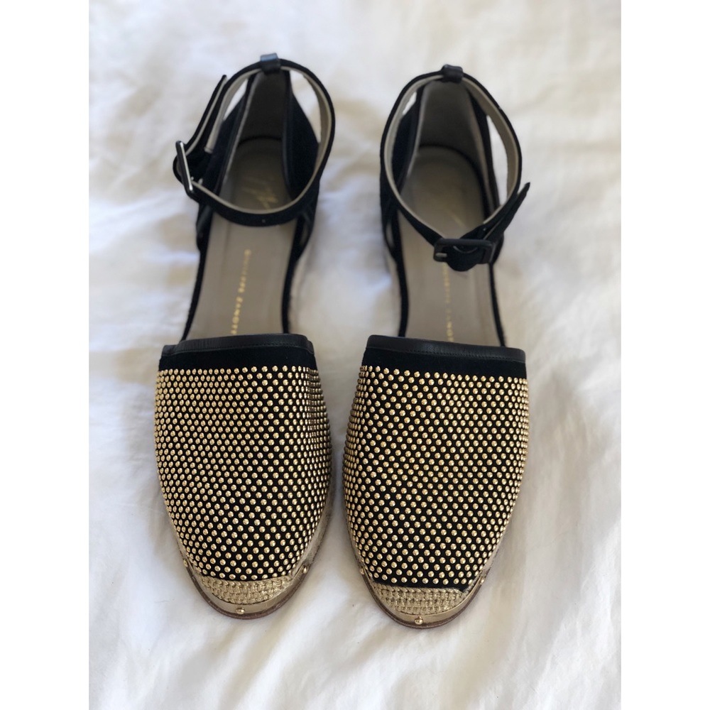 Giuseppe Zanotti black & gold studded espadrilles